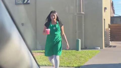 Dami - cute starbucks worker couldn’t contain herself when the bbc came arou...